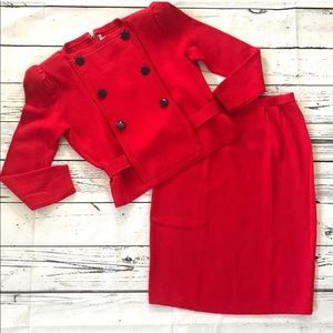 Vintage St. John Marie Gray Skirt and Sweater Set